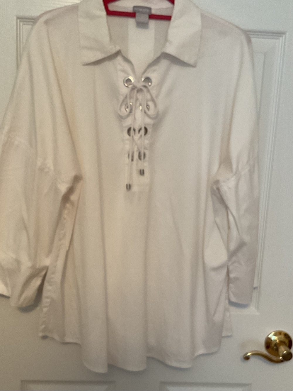 Chico's White Lace-Up Collared Tunic